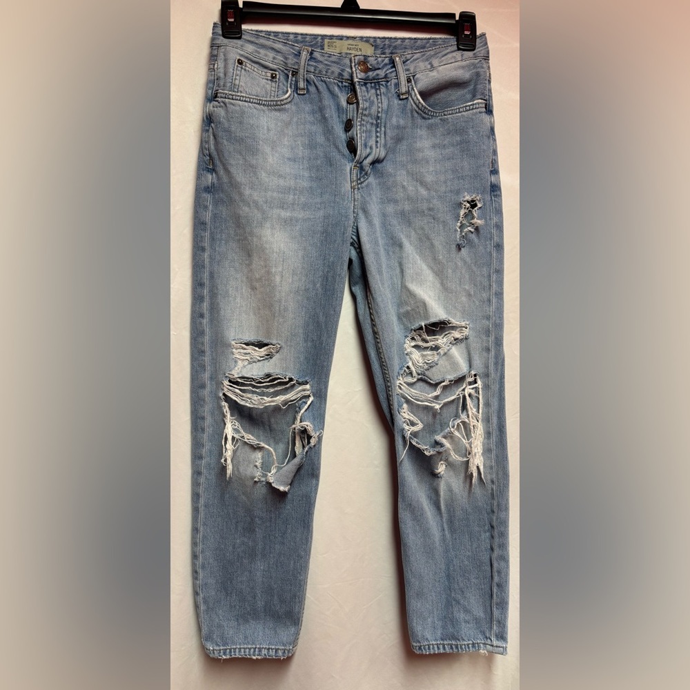 Hayden Light Blue Distressed Straight Leg Jeans